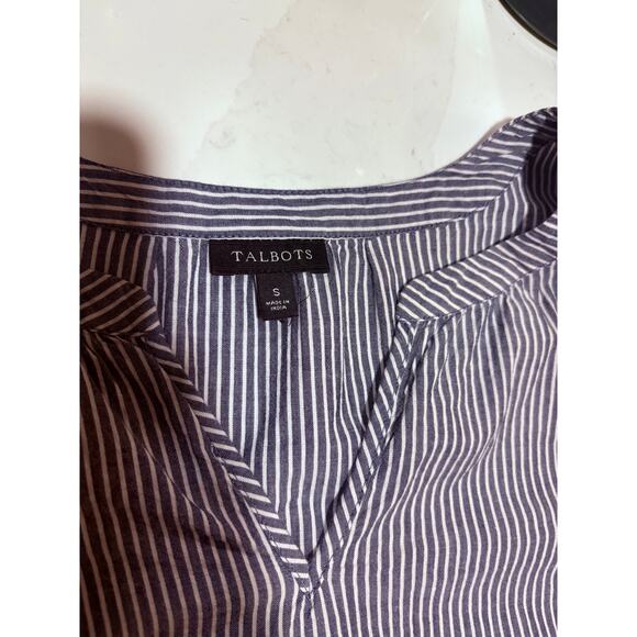 talbots striped embroidered sleeve blouse size S - Picture 6 of 6